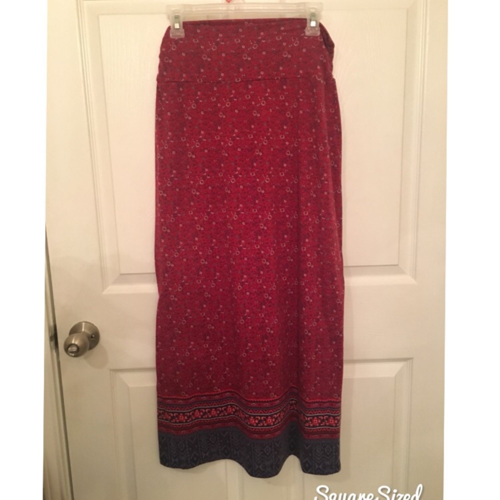 Red/Pink Printed Maxi Skirt